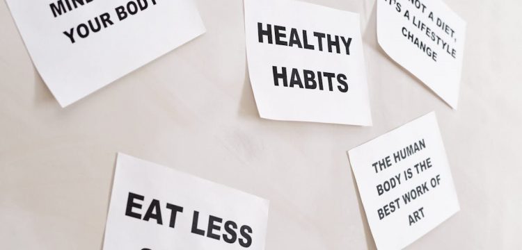 Inspirational health-themed text posters promoting a healthy lifestyle, focus on positive habits.